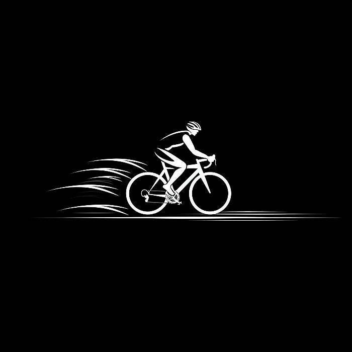 vector logo of bike, graphic design, minimalist stroke lines, black and white, abstract --style raw --s 250 --v 6.0