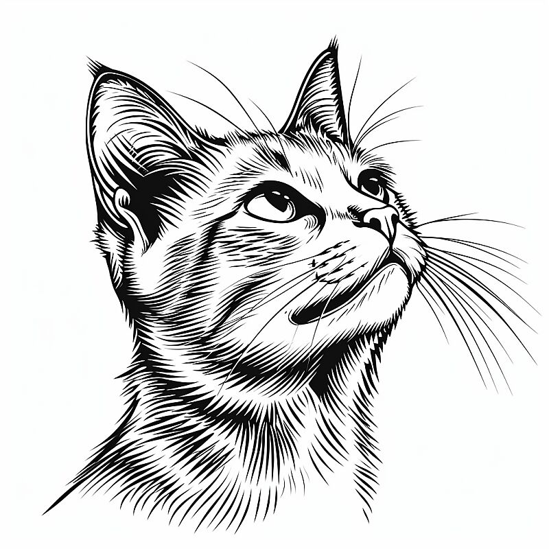 cat tshirt design graphic, vector, contour, isolated on a white background --no mockup 4 --v 6.0 --style raw