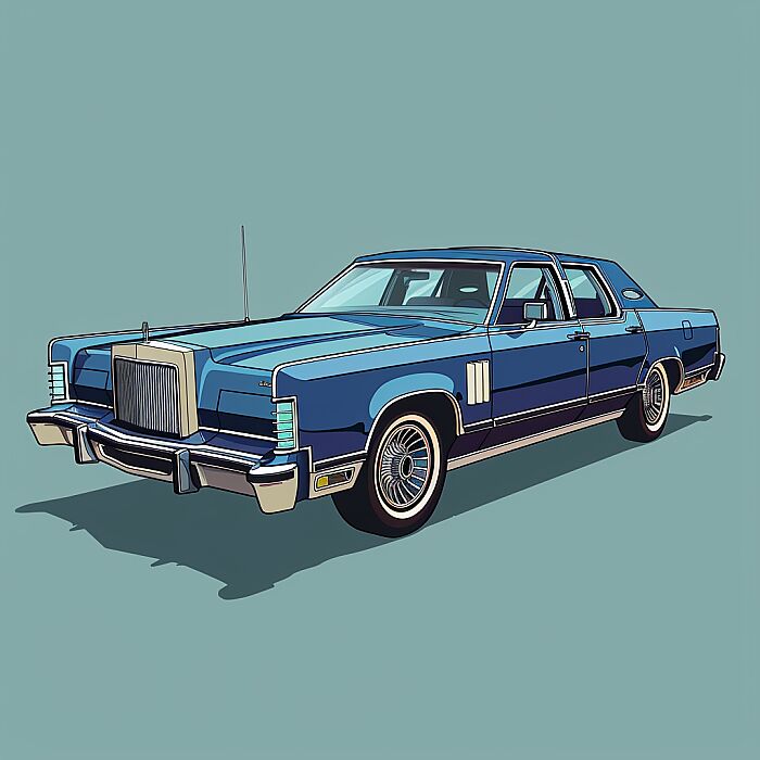 Lincoln town 1979 CAR, 2D, VECTOR, BLUE COLOR, 2D --v 6.0