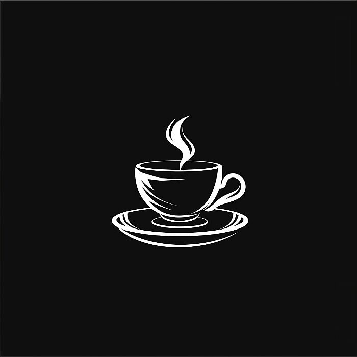 vector logo of coffee cup, graphic design, minimalist stroke lines, black and white, abstract --style raw --s 250 --v 6.0