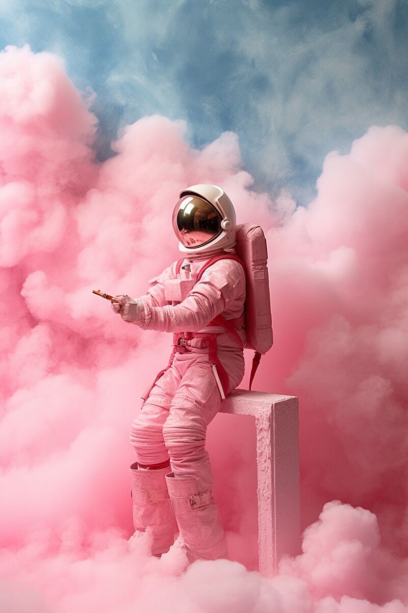 astronaut sitting on a cotton candy, the photo must be real --ar 2:3  --q 2