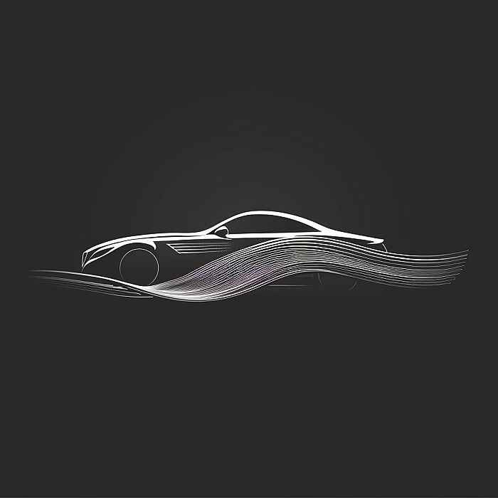 vector logo of car, graphic design, minimalist stroke lines, black and white, abstract --style raw --s 250 --v 6.0