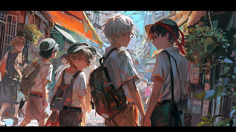 children of all ages boys,2d,cute,anime, insane details --ar 16:9 --v 6.0 --style raw