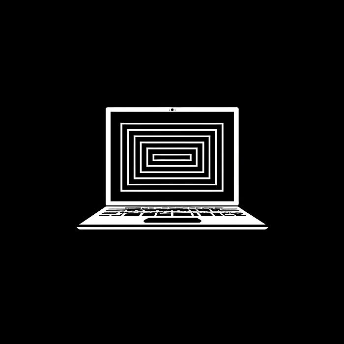 vector logo of laptop, graphic design, minimalist stroke lines, black and white, abstract --style raw --s 250 --v 6.0