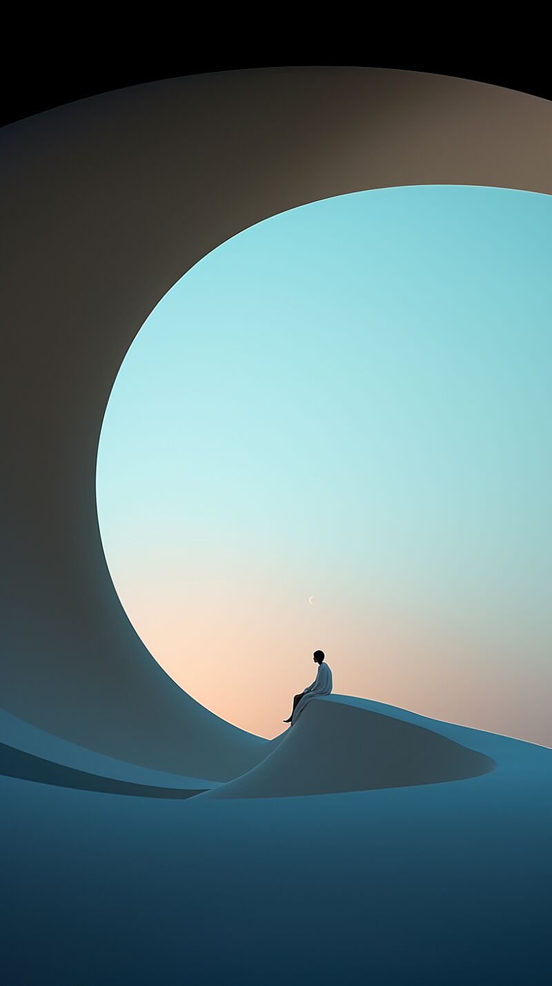 surreal photography, in the style of Moebius, minimalism, fantasy, abstract, heavy use of negative space --ar 9:16 --c 12 --s 120