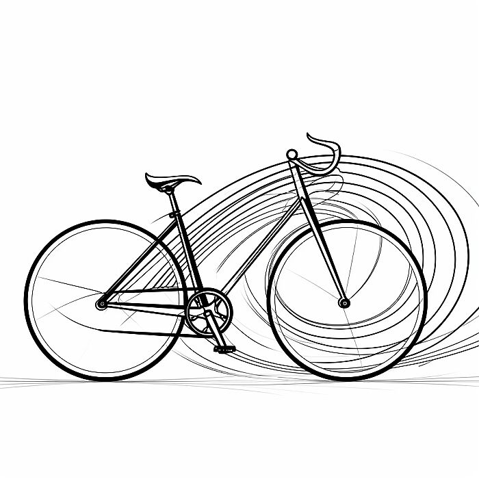 Continuous Line vectorial drawing of bike ,minimalist line art, undulating lines, white background, black line --v 5.2