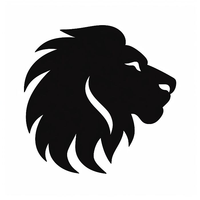 A single simple high quality minimalistic absolutely dark black flat SVG style icon symbol of a lion on a plain basic clean minimal white background in a modern and simplistic 2D corporate IT vector iconography design style with ultra-minimal detail, used as a professional graphic element for websites, apps, and presentations and made by an iconography specialist --v 5.0