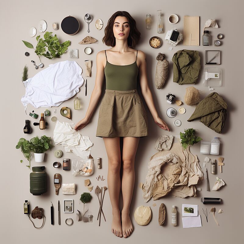 zero waste woman minimalistic style used things renewed