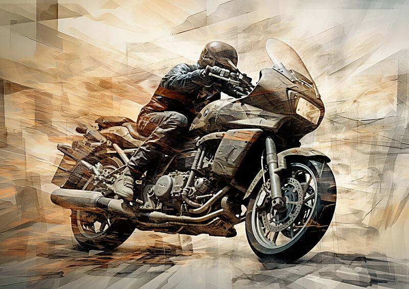 multiple exposures of motor bike on a fragmented collage --ar 7:5 --style raw --v 5.2