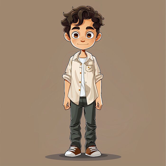 FULL BODY BOY WEARING PANT AND SHIRT FRONT POSE, VECTOR MODEL DESIGN, FRONT POSE, 2D, VECTOR