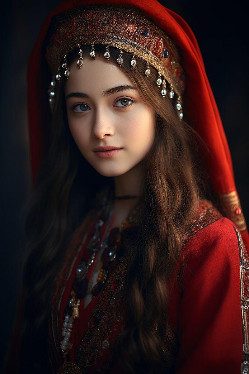 Capture a stunning portrait of [Chinese minority, Uighur, beautiful and pretty girl]. Use cinematic techniques and shot on a 25mm lens, achieve a depth of field with tilt blur and a shutter speed of 1/1000 and f/22. Aim for a photorealistic look with 32k resolution, no words, 8k, HD, cinematography, photorealistic, epic composition, Unreal Engine, Color Grading, interesting angle, cinematic view, 35mm kodak film grain, hyper-detailed, beautifully color-coded, insane details, intricate details, Editorial Photography, Photography, Depth of Field, Tilt Blur, Super-Resolution, Megapixel, ProPhoto RGB, VR, Half rear Lighting, Backlight, Dramatic Lighting, Incandescent, Optical Fiber, Moody Lighting, Soft Lighting, Volumetric, Contre-Jour, Accent Lighting, Global Illumination, Screen Space Global Illumination, Ray Tracing Global Illumination, Optics, Scattering, Glowing, Shadows, Rough, Shimmering, Ray Tracing Reflections, Lumen Reflections, Screen Space Reflections, Diffraction Grading, Chromatic Aberration, GB Displacement, Scan Lines, Ray Traced, Ambient Occlusion, Anti-Aliasing, elegant, dynamic pose, volumetric, ultra-detailed, ambient, FKAA, TXAA, RTX, SSAO, Shaders, OpenGL-Shaders, GLSL-Shaders, Post Processing, Post-Production, Cel Shading, Tone Mapping, CGI, VFX, SFX, --ar 2:3 --v 5.2 --style raw