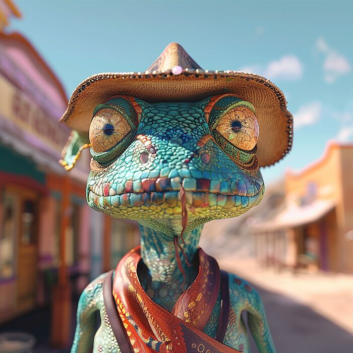 Rango, 8k, Realistic 2D, Detailed colors and effects --v 6.0