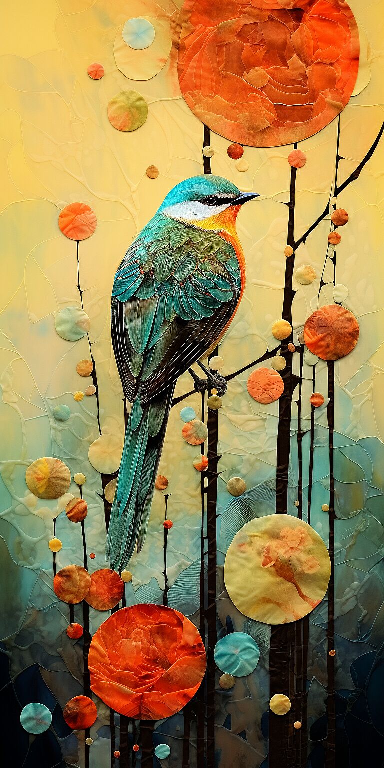 https://s.mj.run/lYU5WZa13uU https://s.mj.run/Evm54IQ39vA https://s.mj.run/ojlmTkYMOF8 https://s.mj.run/lCf5eJnbDYc stylized bird in a field of tall stylized grass and swirled orange flowers, fine line details, rich textures, batik print, yellow, celery green, orange --c 21 --s 137 --style raw --ar 9:18