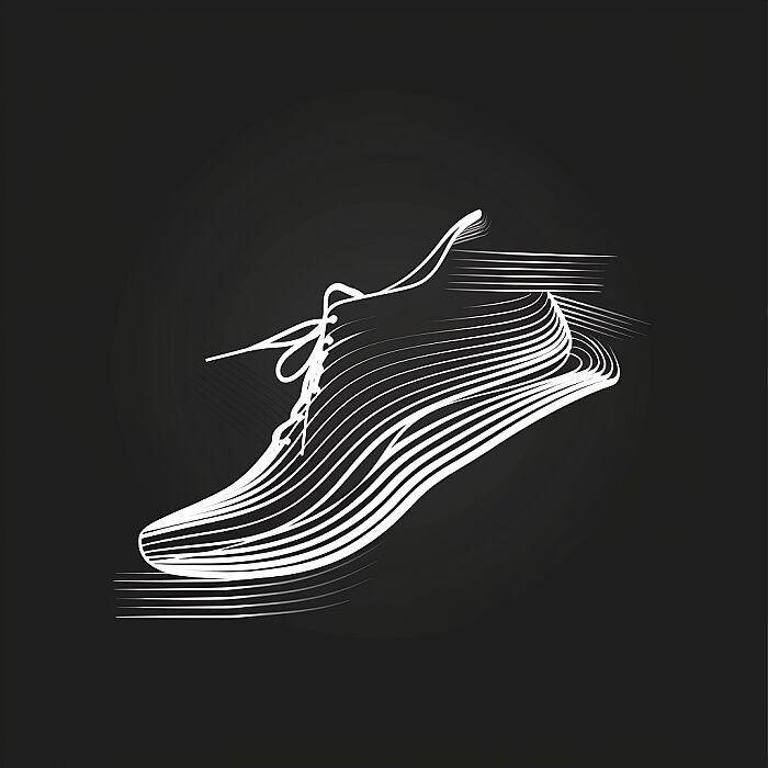 vector logo of shoe, graphic design, minimalist stroke lines, black and white, abstract --style raw --s 250 --v 6.0