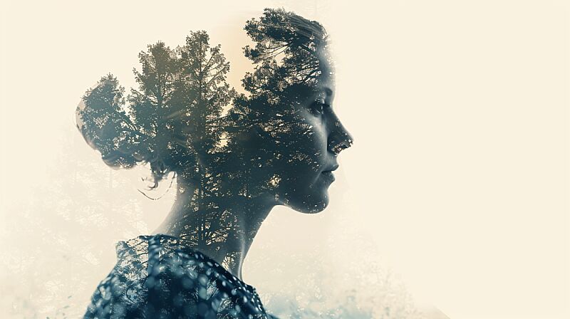 Woman, benevolent, double exposure --ar 16:9 --v 6.0