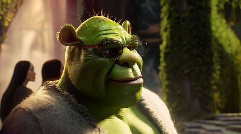 shrek with sunglasses, a lamborghini 90s rap aesthetic swamp, in the style of Dream Works --s 750 --v 5.0 --ar 16:9