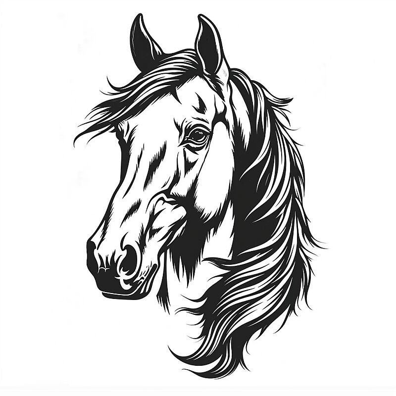 horse tshirt design graphic, vector, contour, isolated on a white background --no mockup --s 800 --v 6.0 --style raw