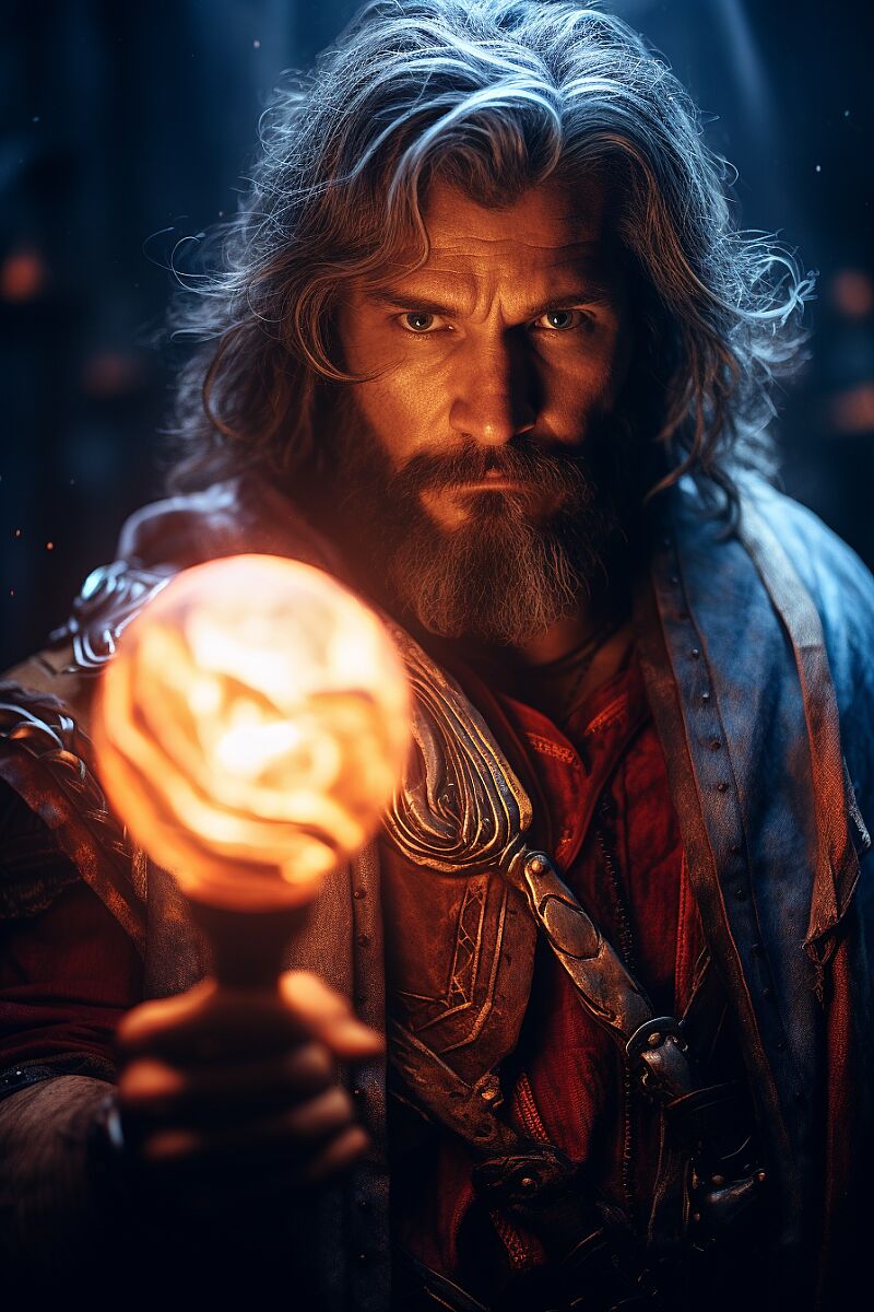 photo of a male sorcerer looking straigt into the camera, magical glowing staff, in the style of Dungeons &amp; Dragons, Baldur\'s gate, ultra realistic, dynamic composition, incredibly detailed, sharpen, details   intricate detail   professional lighting, film lighting   anamorphic   lightroom   cinematography   bokeh   lens flare   film grain   dslr, octane render, photorealism, f/7.1, soft light, 4k, hyper realistic --v 5.2 --ar 2:3