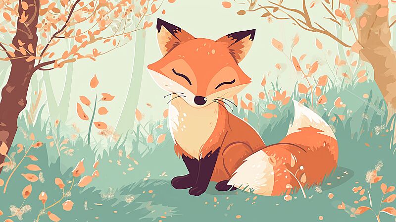 cute fox, flat, 2D, simple vector art, shiny and iridescent, soft pastel colours, --ar 16:9 --v 6.0 --style raw