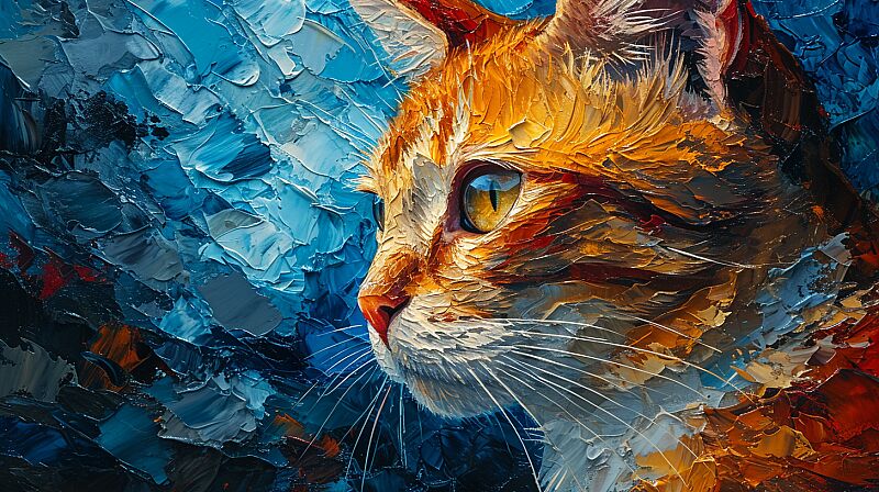 a sassy cat, impressionist abstract cubism tiny smooth wavy segments made of silk fabric, intricate details 8K, harmonious waves --ar 16:9 --s 750 --v 6.0 --style raw