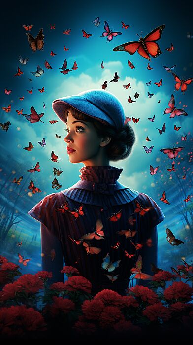 generate an image that shows the poster of Mary "Poppins" movie --ar 9:16 --v 5.2 --s 250