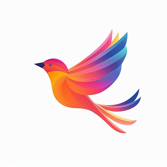 bird logo, vector illustration, minimilism, clean, moderen, adobe XD, UX, UI, colourfull, white backgorund --v 6.0