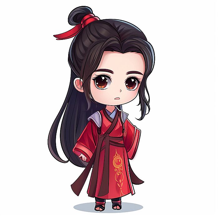 Wangxian CHARACTER CHIBI, 2D, VECTOR, 2D, CLIPART STYLE, 2D, VECTOR, CUTE CHARACTER , FRONT POSE --v 6.0