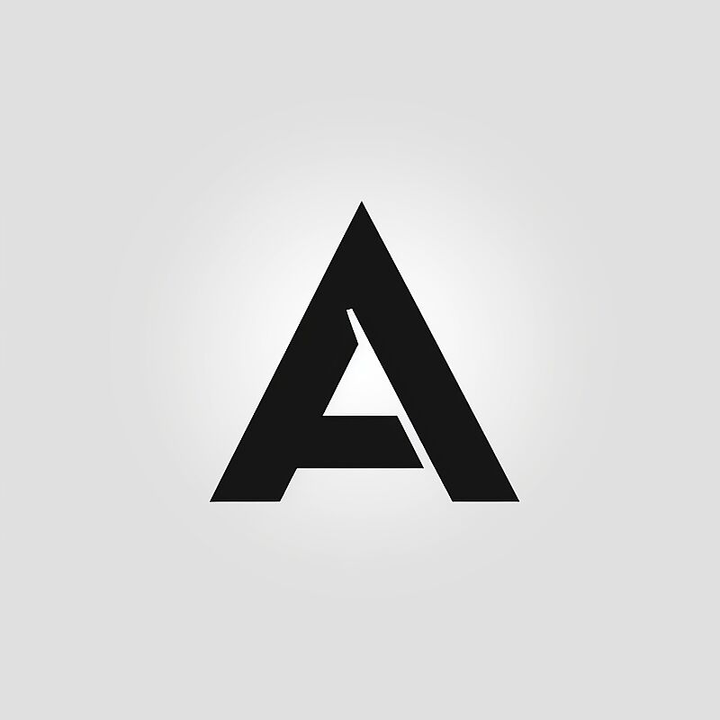 letter A logo , flat, modern, minimalist, inside square, black and white , straight lines