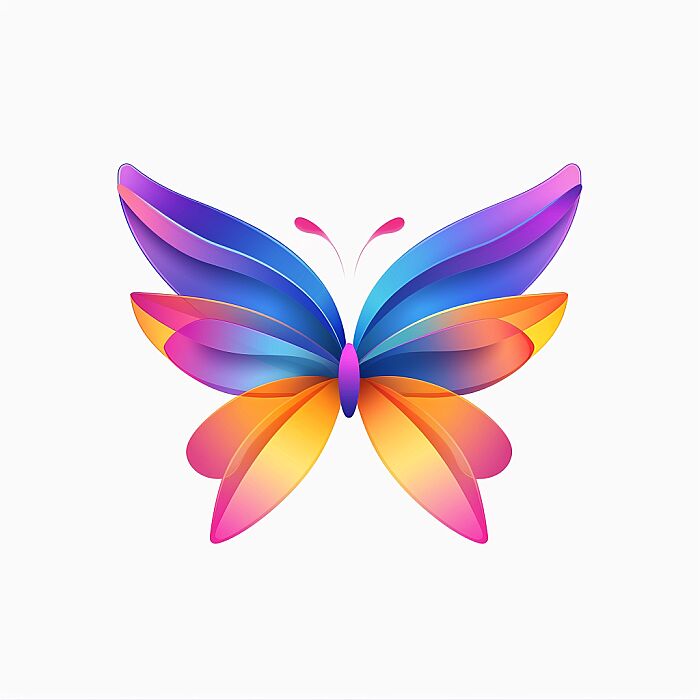 butterfly logo, vector illustration, minimilism, clean, moderen, adobe XD, UX, UI, colourfull, white backgorund --v 6.0