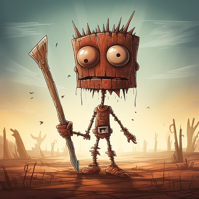 cartoon stick man warrior