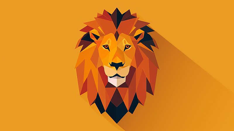 Lion, Flat Illustration, minimalistic, Low Saturation,Graphic Design, --ar 16:9 --style raw --v 6.0