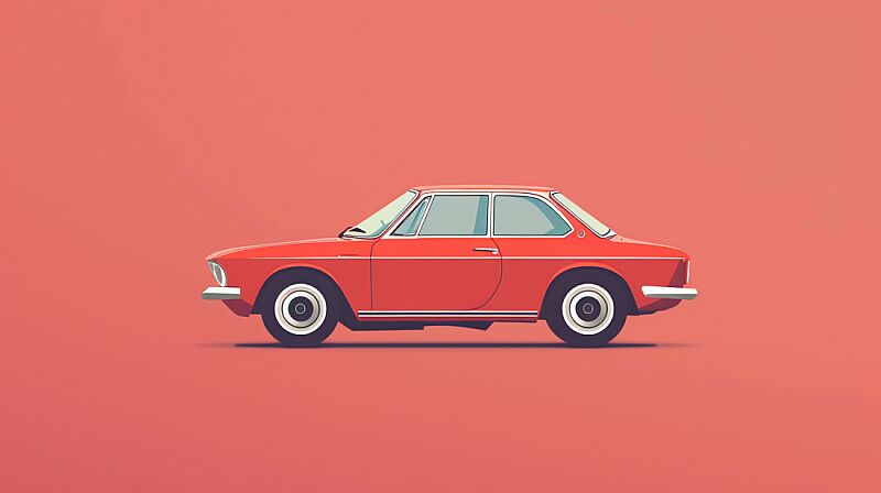 Car, Flat Illustration, minimalistic, Low Saturation,Graphic Design, --ar 16:9 --style raw --v 6.0