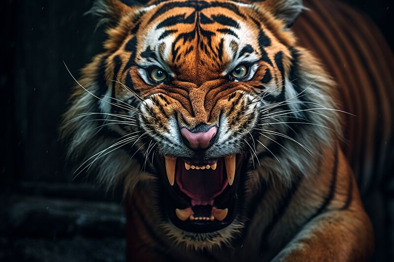 close up shot of an incredibly angry tiger, mesmerizing animal photography, cinematic high detail, ultra realistic, cinematic lighting, portrait painting, photorealistic, Color Grading, portrait Photography, Ultra - Wide Angle, Depth of Field, hyper - detailed, beautifully color graded, Unreal Engine5, Cinematic, --v 5.1 --s 500 --ar 3:2 --c 10 --style raw