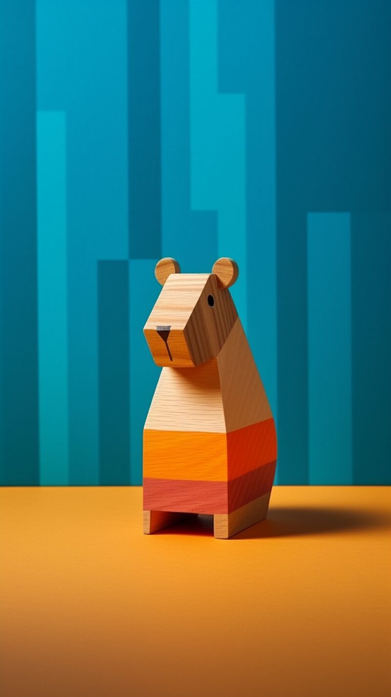 wooden capybara toy collectable series, smooth shapes, kawai, studio photography on a paper backdrop, symetrical, japanese minimalism, posteresque, higly colored:: --v 5.1 --c 9 --s 555 --ar 9:16 --style raw