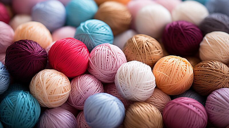 Different color wool balls on texture background, closeup view , UHD, 8k, --ar 16:9 --s 750 --v 5.2