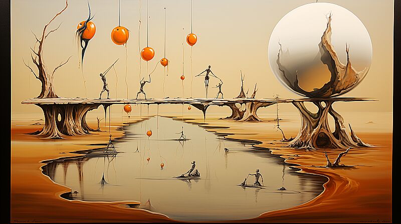 surrealist painting by Salvador Dalí,--style 2c8yUkKI7sGC --ar 16:9 --v 5.2 --s 250 --style raw