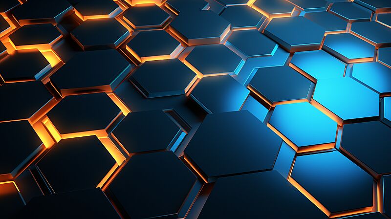 a futuristic hexagon wallpaper with glowing elements --ar 16:9 --upbeta