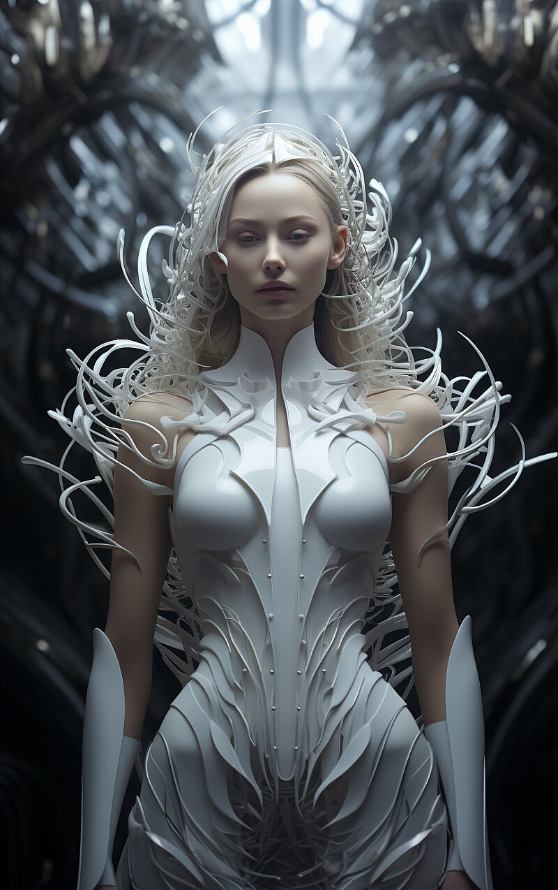 front photo in 4k of a beautiful young woman, slight smiling, white sport outfit, background mountain with a lot of vegetation:: alien queen woman from the far reaches of the galaxy, sleek wearing futuristic avant-garde clothing, glowing, tentacle details, super luminescence, sleek simple minimal armor clothing:: directed by George Lucas and Wong Kar-Wai --ar 10:16 --s 250 --c 13