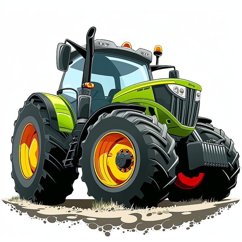 cartoon tractor isolated on a white background --no shadow --v 6.0 --style raw