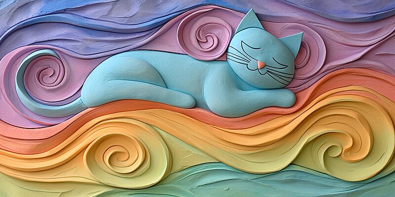 pastel colored plasticine cat, in the style of relief sculpture, in the style of opaque resin panels --v 6.0 --ar 2:1 --style raw