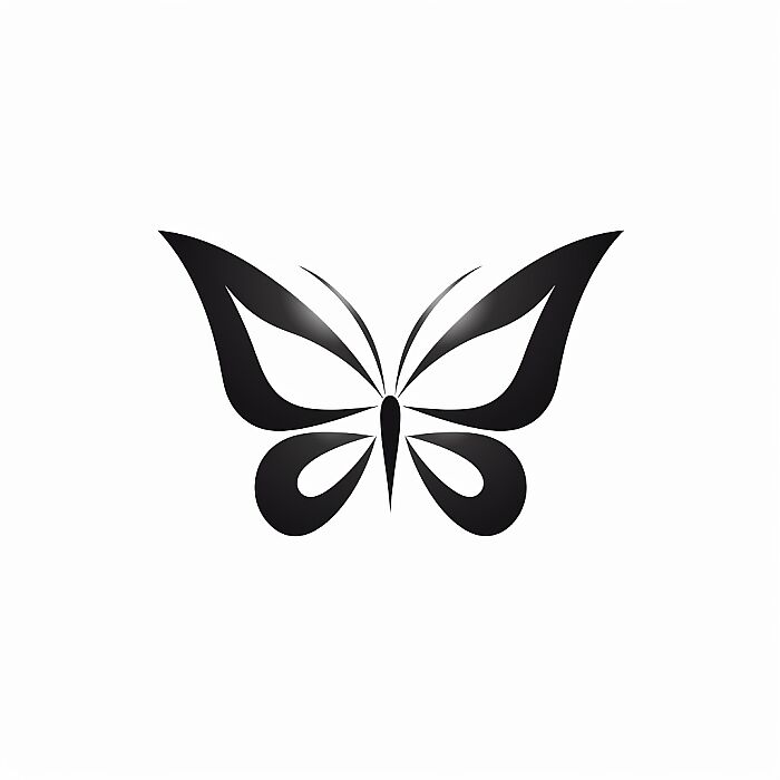 Create a stylized logo that represents [butterfly] with a distinctive Japanese aesthetic. The design should be minimalistic yet powerful, utilizing clean lines and curves reminiscent of Japanese brush art on white background. Use a monochromatic color palette with shades of black, white to evoke elegance and simplicity. The [butterfly] should be the focal point, depicted in an abstract or slightly abstract form that captures the essence of the subject with artistic flair. Background elements should be subtle and complement the [butterfly], such as minimalist representations of natural elements or traditional Japanese patterns. The overall look of the logo should convey a sense of balance and harmony, suitable for a modern brand that values sophistication and cultural inspiration --v 5.2