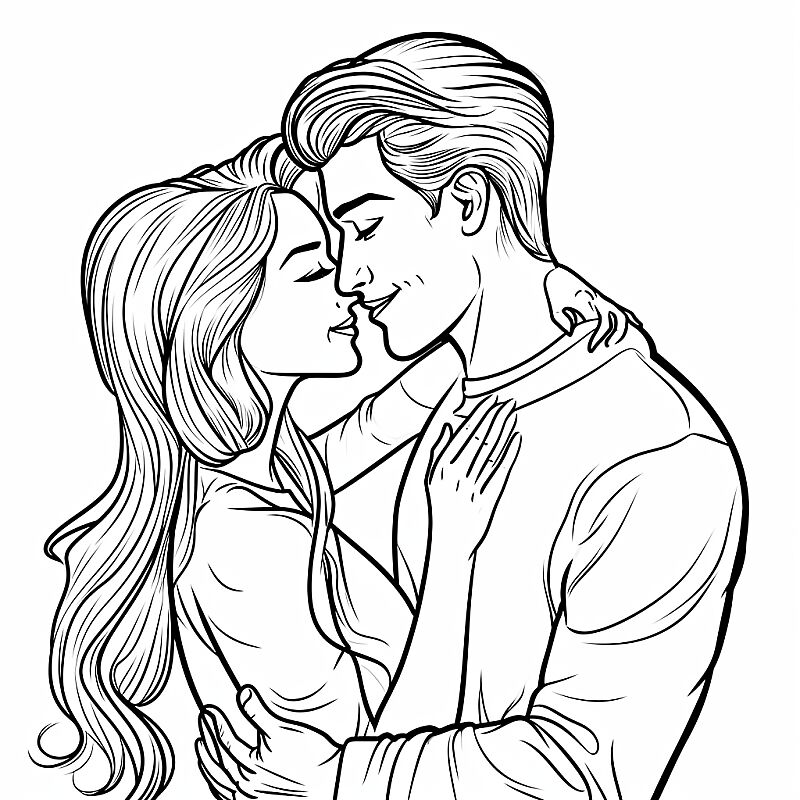 https://s.mj.run/8pgV3bhjVVQ simple coloring book, Ken hugs Barbie, 2d cartoon style , vector logo , vector art ,thick lines, crisp lines, minimalist background, only black and white colors, no black fill, outline only, low detail, no shading, white background, five fingers--v 5.2 --v 6.0 --style raw